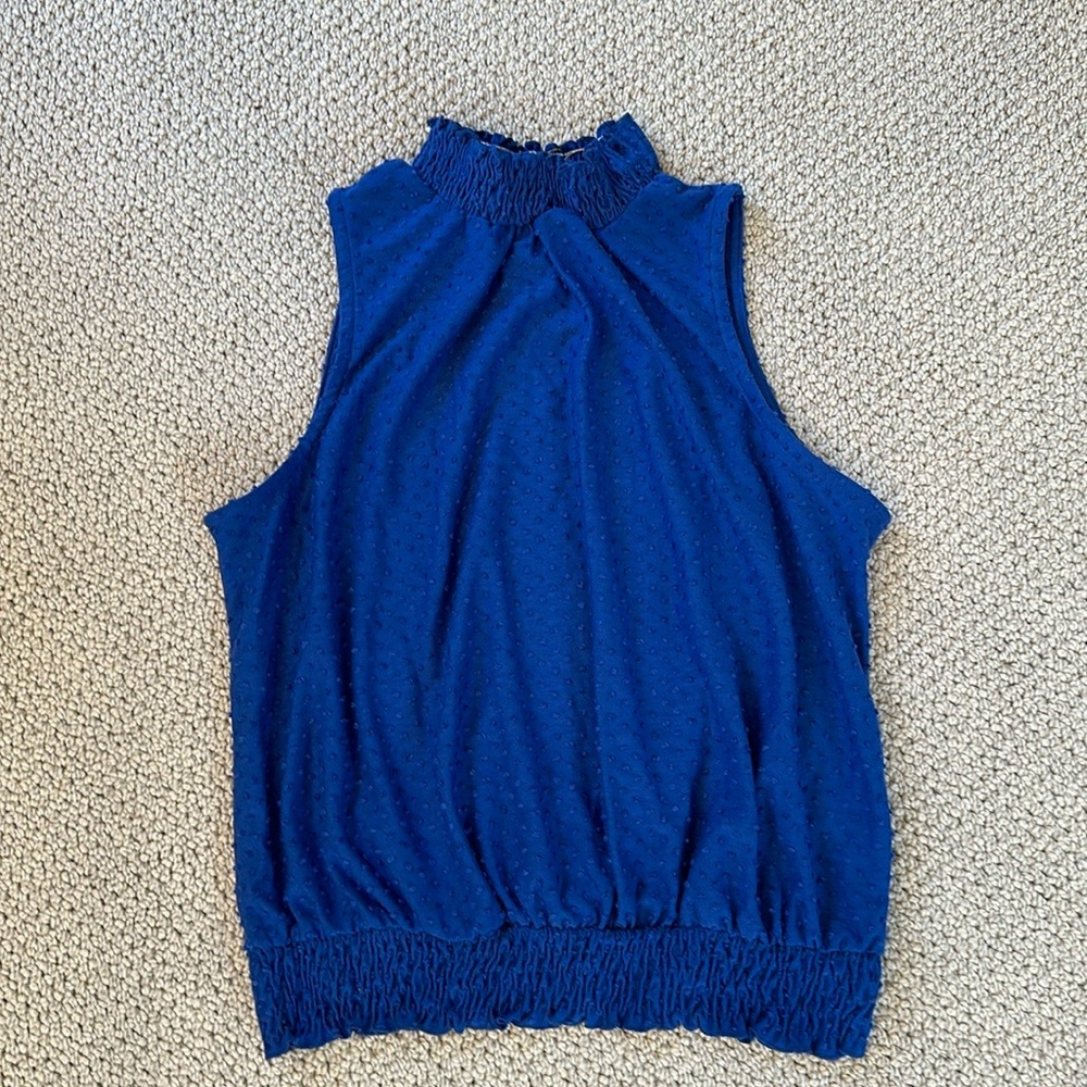 NWT Anthropologie W5 Royal Blue, dotted Swiss top Sz M